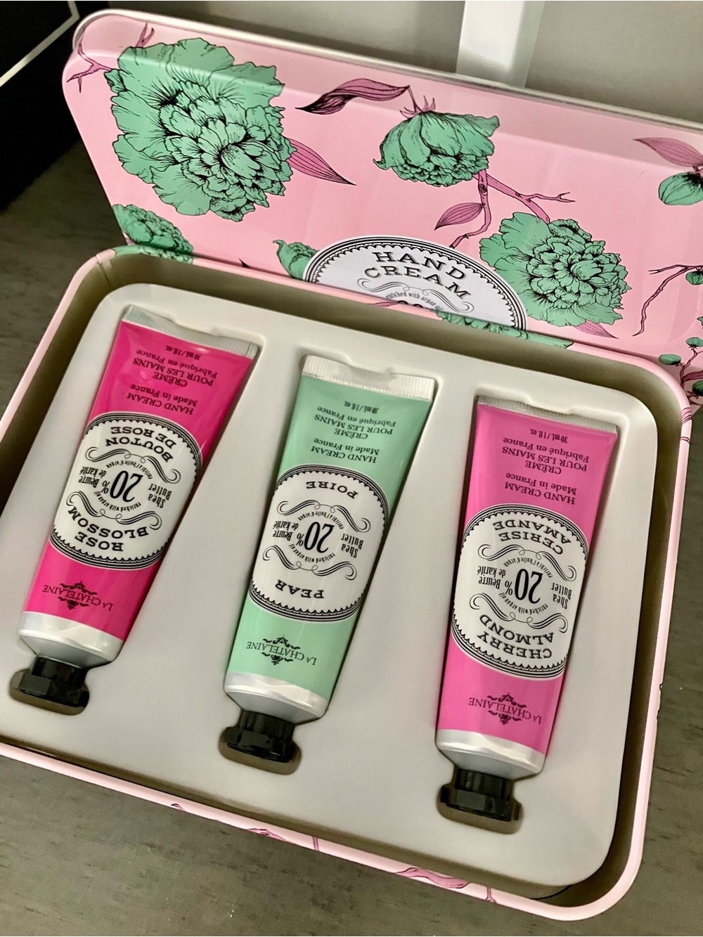 Hand Cream Trio - Pink & Mint Floral Gift Tin Set